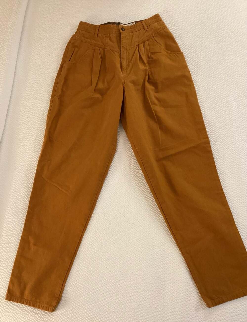 Melbourne Elements Vintage High Waisted Pleated Tapered Pants Size 10 Burnt Oran